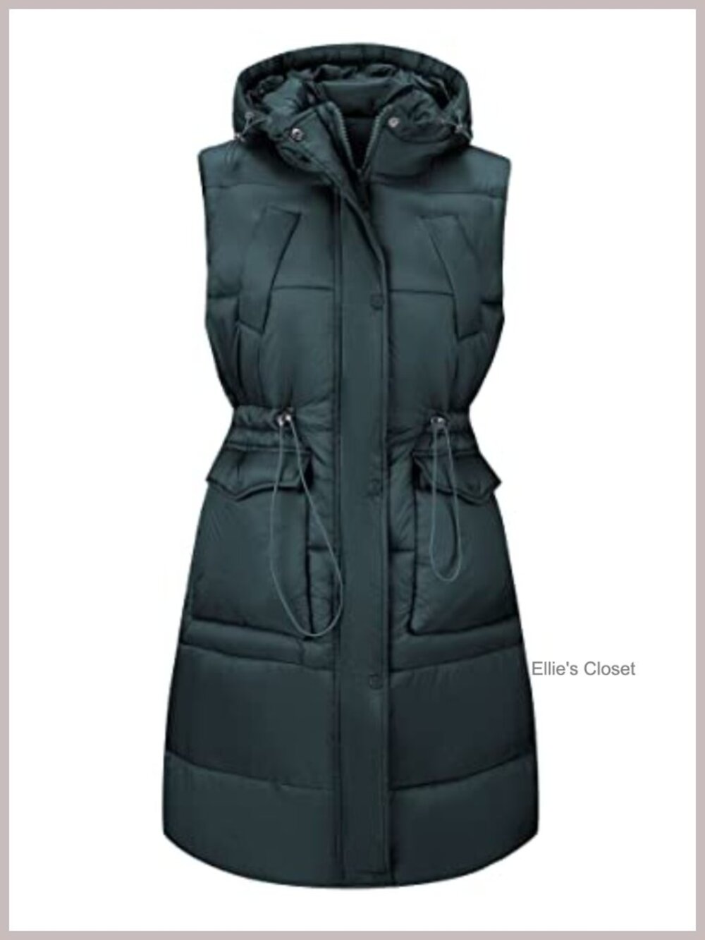 RISISSIDA Women's Long Quilted Puffer Vest Hooded Sleeveless Outerwear